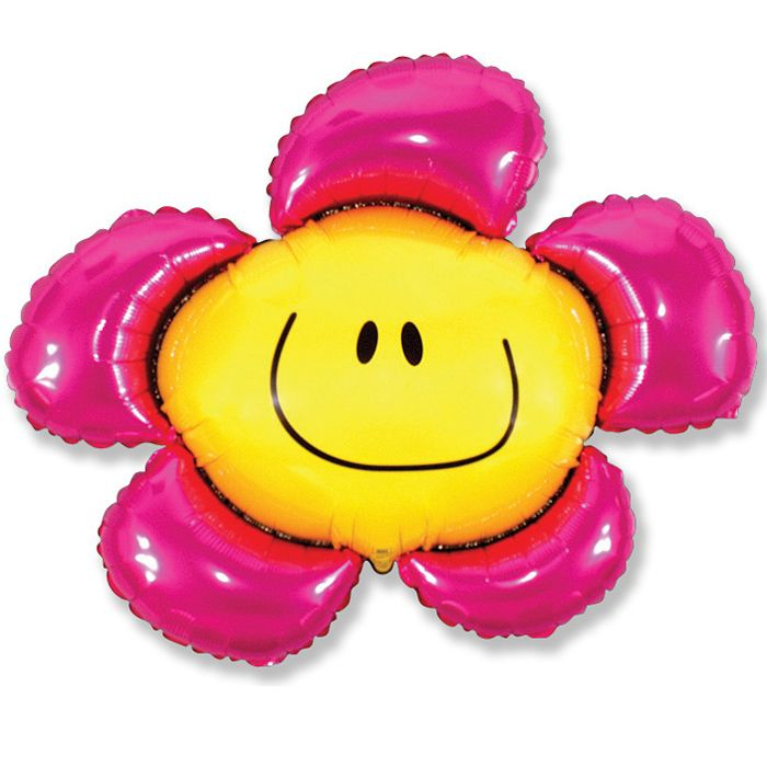 Шар Мини-фигура Цветочек (солнечная улыбка) фуксия / Flower (в упаковке)